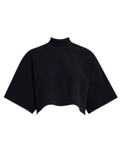 Alaïa Alaia Women Cropped Knit T-shirt In Black