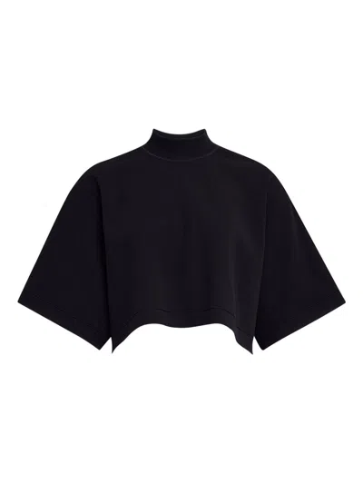 Alaïa Alaia Women Cropped Knit T-shirt In Black