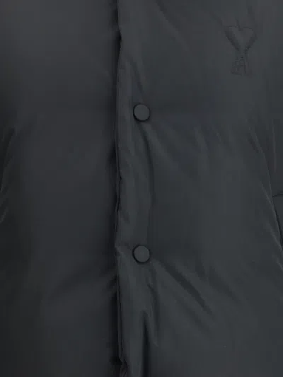 Ami Alexandre Mattiussi Quilted Jackets With Front Pockets And High Collar In Black