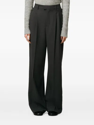 Ami Alexandre Mattiussi High-waist Tailored Suit Pants With Wide-leg Silhouette In Black
