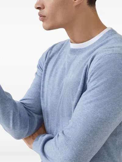 Brunello Cucinelli Cashmere Crew Neck Sweater Clothing In Blue