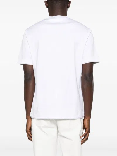 Brunello Cucinelli Men Cotton Jersey Crew-neck T-shirt With Logo And Faux-layering In White
