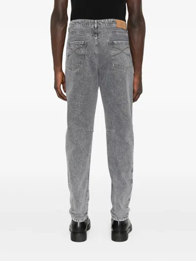 Brunello Cucinelli Straight Leg Jeans With Faded Effect And Five-pocket Design In Gray