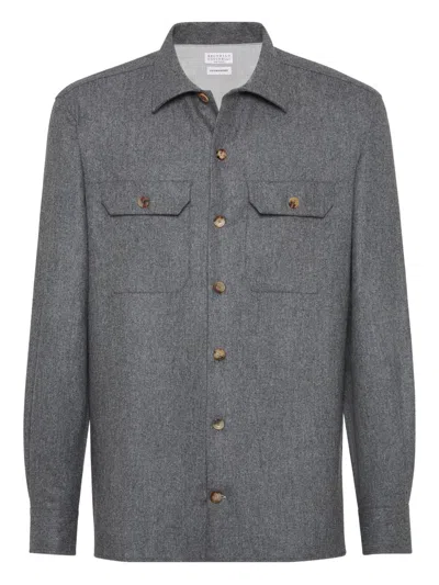 Brunello Cucinelli Wool Shirt Long Sleeves In Gray