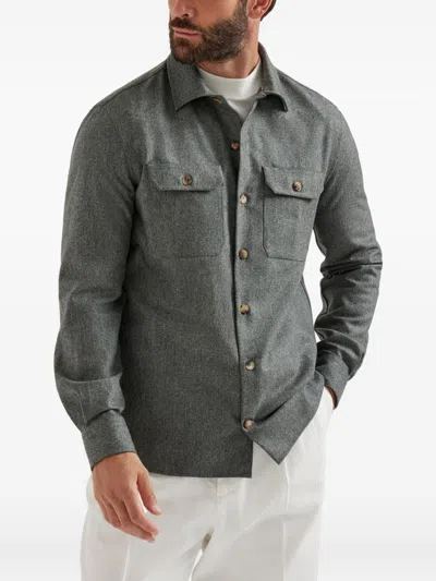 Brunello Cucinelli Wool Shirt Long Sleeves In Gray