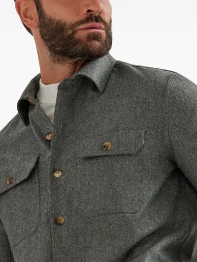 Brunello Cucinelli Wool Shirt Long Sleeves In Gray