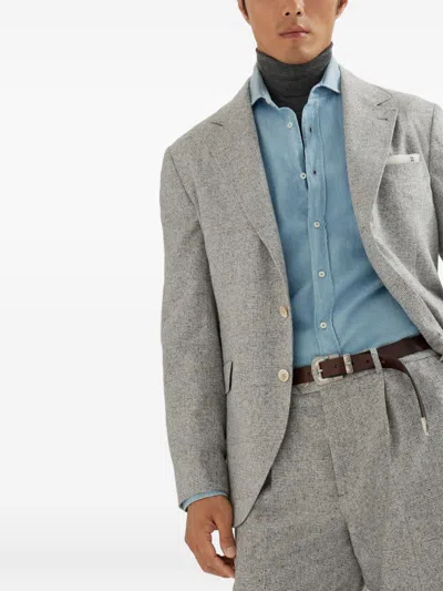 Brunello Cucinelli Deconstructed Jacket With Prince Of Wales Pattern In Gray