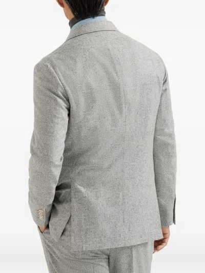 Brunello Cucinelli Deconstructed Jacket With Prince Of Wales Pattern In Gray