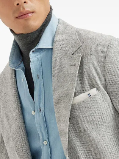 Brunello Cucinelli Deconstructed Jacket With Prince Of Wales Pattern In Gray