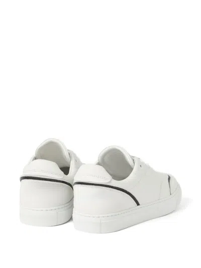 Brunello Cucinelli Leather Sneakers With Shiny Details In White