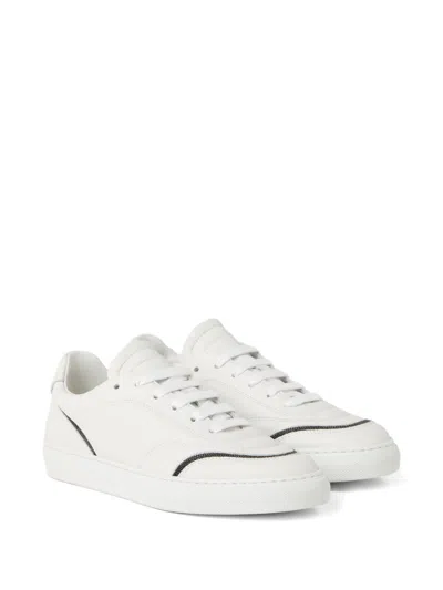 Brunello Cucinelli Leather Sneakers With Shiny Details In White