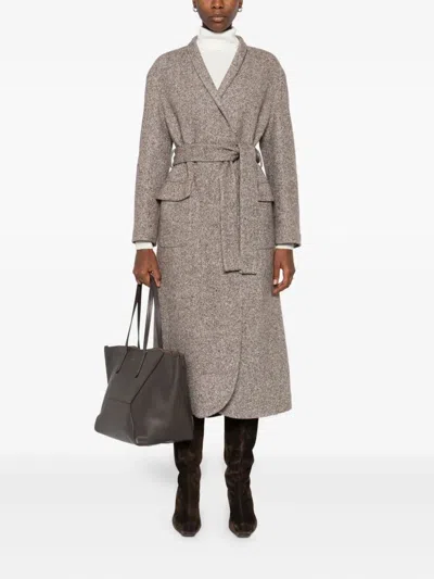 Brunello Cucinelli Single-breasted Coat Coats And Trench Coats Brown In Brown