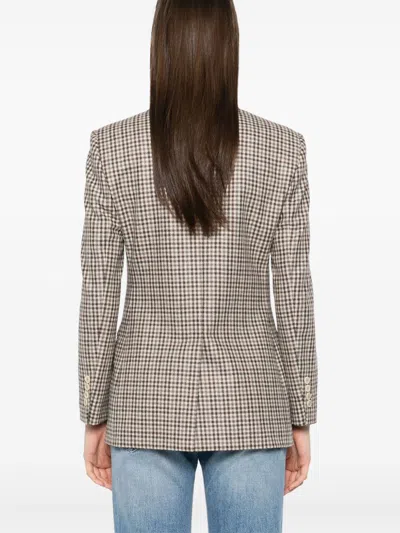Brunello Cucinelli Double-breasted Wool Blazer Featuring Pockets In Multi