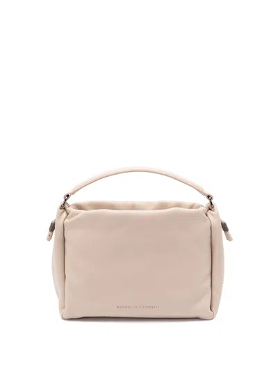 Brunello Cucinelli `mellow` Small Bucket Bag With Monili In Multi