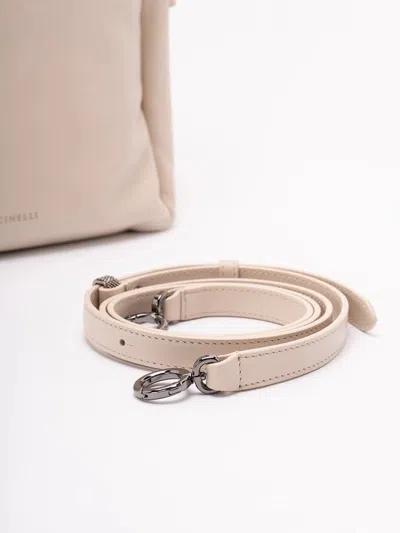 Brunello Cucinelli `mellow` Small Bucket Bag With Monili In Multi