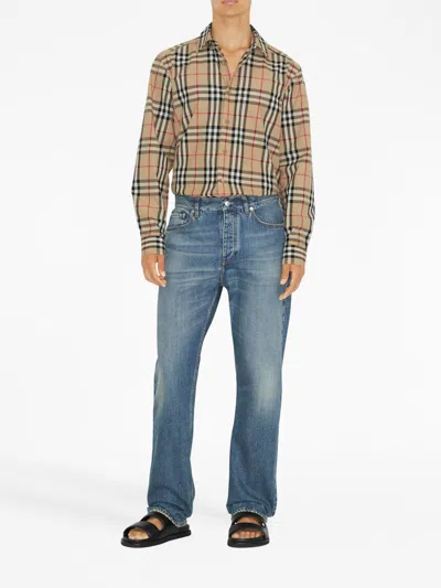 Burberry Check Cotton Shirt In Multi