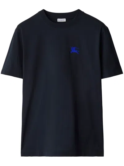 Burberry Logo Cotton T-shirt In Blue