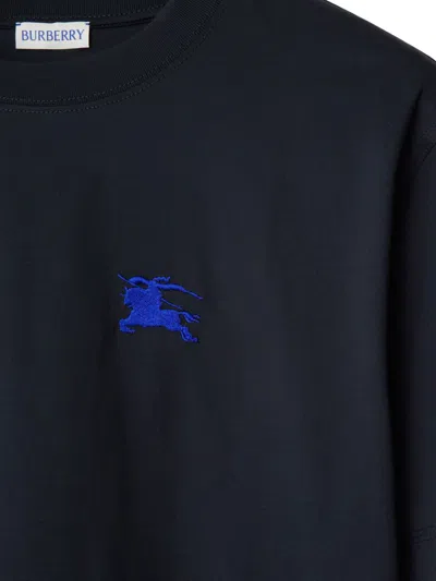 Burberry Logo Cotton T-shirt In Blue