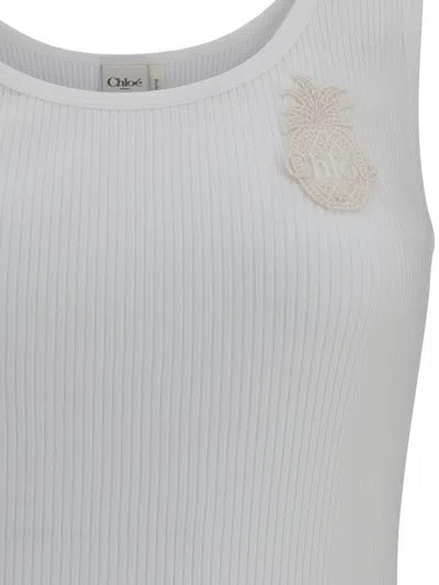 Chloé Tank Top In Cotton Jersey In White