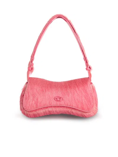 Diesel Play-clutch In Coloured Hairy Leather In Pink