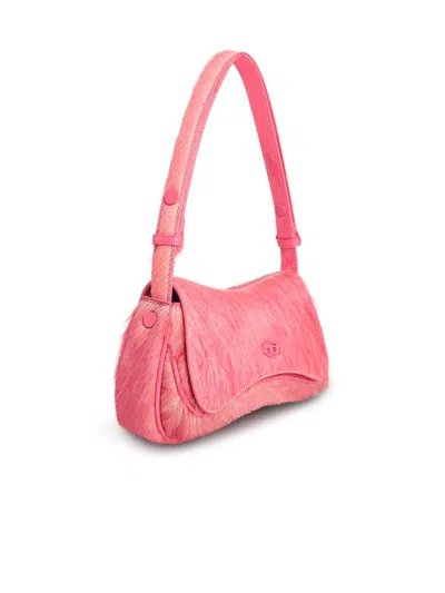 Diesel Play-clutch In Coloured Hairy Leather In Pink