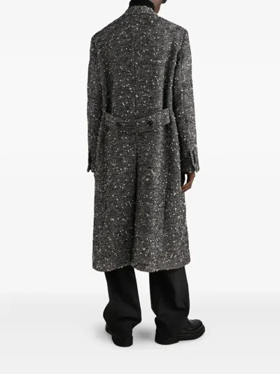 Dolce & Gabbana Herringbone Coat In Gray