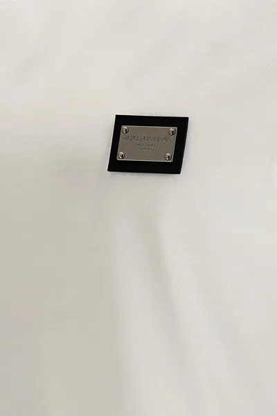 Dolce & Gabbana Dolce&gabbana White Crewneck T Shirt With Logo Plaque In White