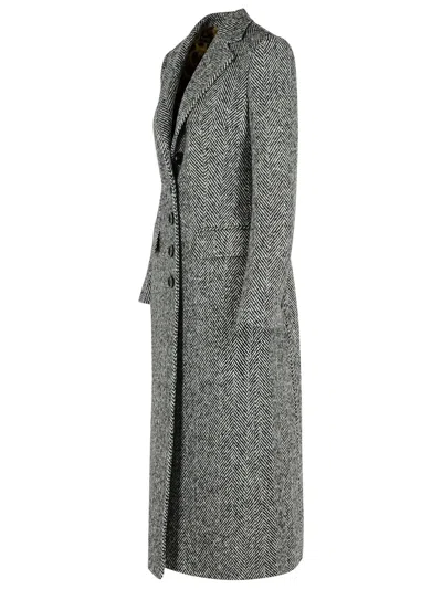Dolce & Gabbana Single-breasted Wool Chevron Coat In Gray