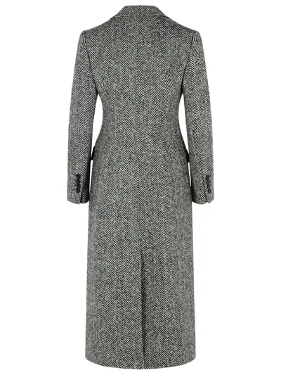 Dolce & Gabbana Single-breasted Wool Chevron Coat In Gray