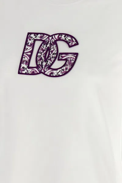Dolce & Gabbana Women White Maiolica Logo Patch T-shirt, L Luxury T-shirts For Women Darveys In White
