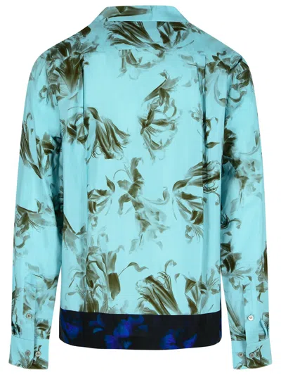 Dries Van Noten Floral Pattern Long Sleeves Shirt With Chest Pocket In Blue