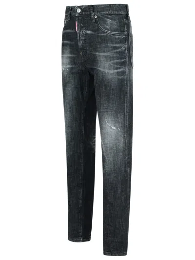 Dsquared2 Dark-washed Denim Pants With Distressed Detailing In Black