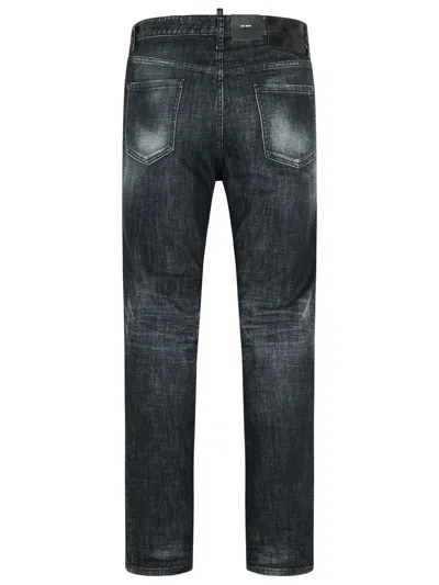 Dsquared2 Dark-washed Denim Pants With Distressed Detailing In Black