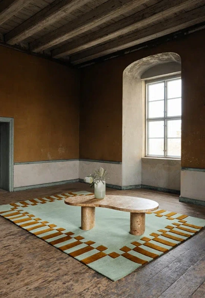 Layered Teklan Frame Pistachio Camel 6'7" X 9'10"