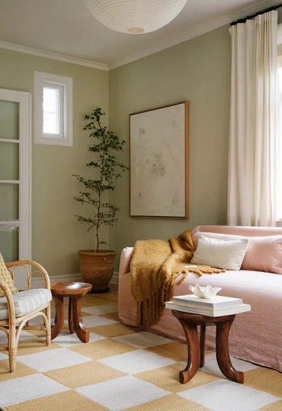 Layered Chess Harvest Yellow 6'7" X 9'10"