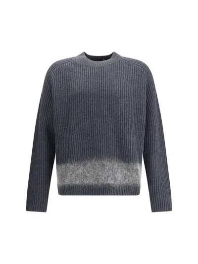 Dsquared2 Chunky Knit Girocollo In Lana E Alpaca Lavorazione A Coste Sweater In Blue