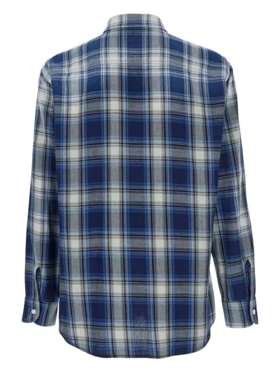 Dsquared2 Checked Pattern Shirt With Pockets And Collar In Blue