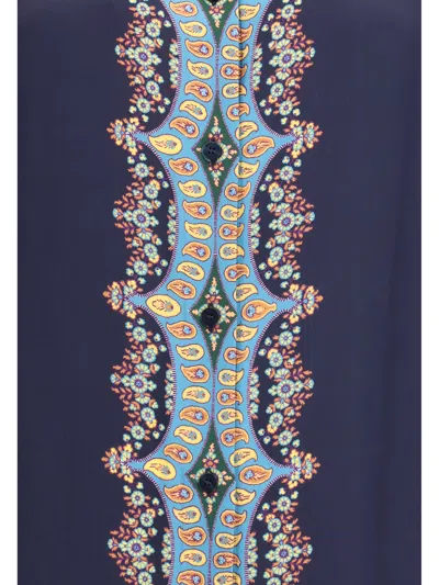 Etro Paisley-print Silk Shirt In Blue