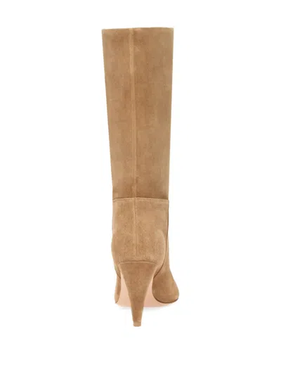 Gianvito Rossi Pointed Toe Suede Finish Ankle Boots In Brown