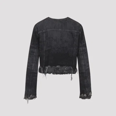 Diesel Grey Jacket With Round Neck And Frayed Edges In Cotton Blend Woman In Gray