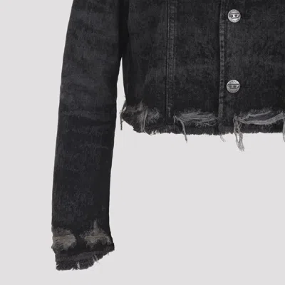 Diesel Grey Jacket With Round Neck And Frayed Edges In Cotton Blend Woman In Gray