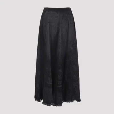 Diesel Full Skirt In Lasered Cotton-hemp Denim In Black