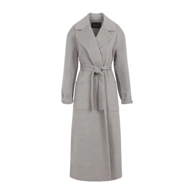 Fabiana Filippi Coriander Grey Virgin Wool Belted Coat In Gray