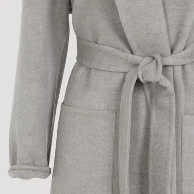 Fabiana Filippi Coriander Grey Virgin Wool Belted Coat In Gray