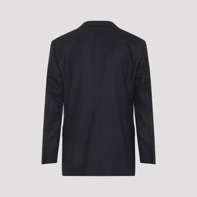 Tom Ford Slim-fit Double-breasted Wool-crepe Suit Jacket In Blue