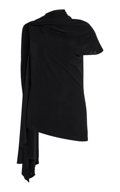 The Row Isadra Draped Crepe-jersey Top In Black