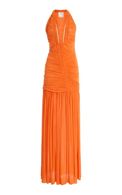 Christopher Esber Exclusive Orion Ruched Jersey Gown In Orange