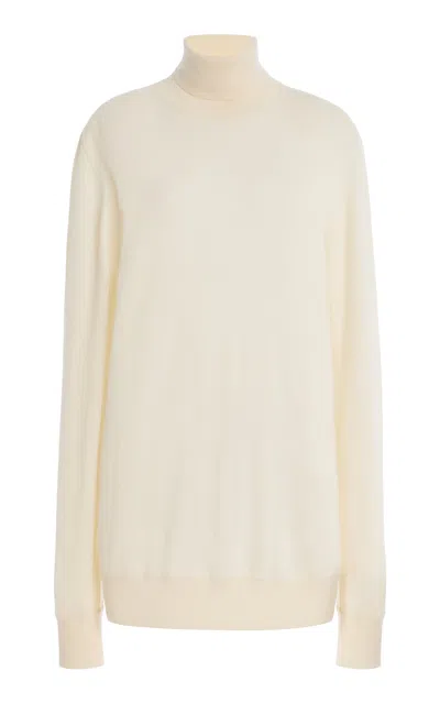 The Row Ivory Cashmere Lizzy Sweater In White