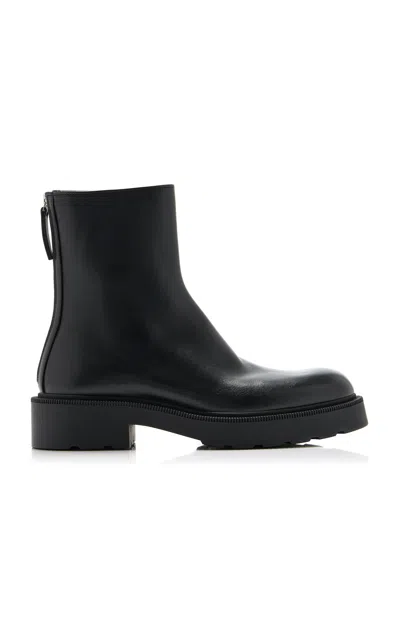 The Row Nobilis Practical Boots In Polished Calf Leather In Black