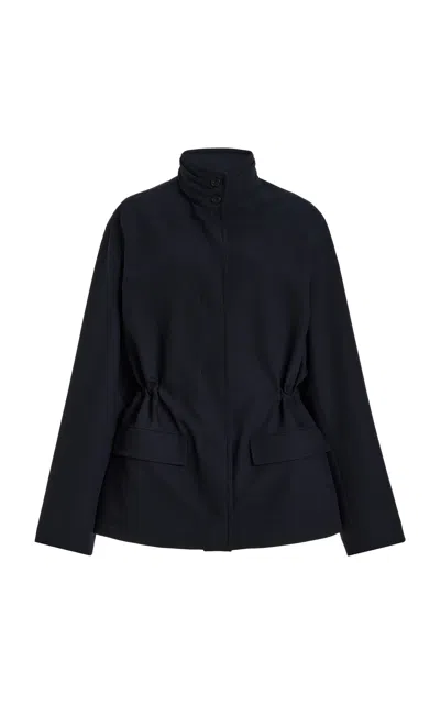 The Row Tanera Hooded Wool-gabardine Jacket In Blue